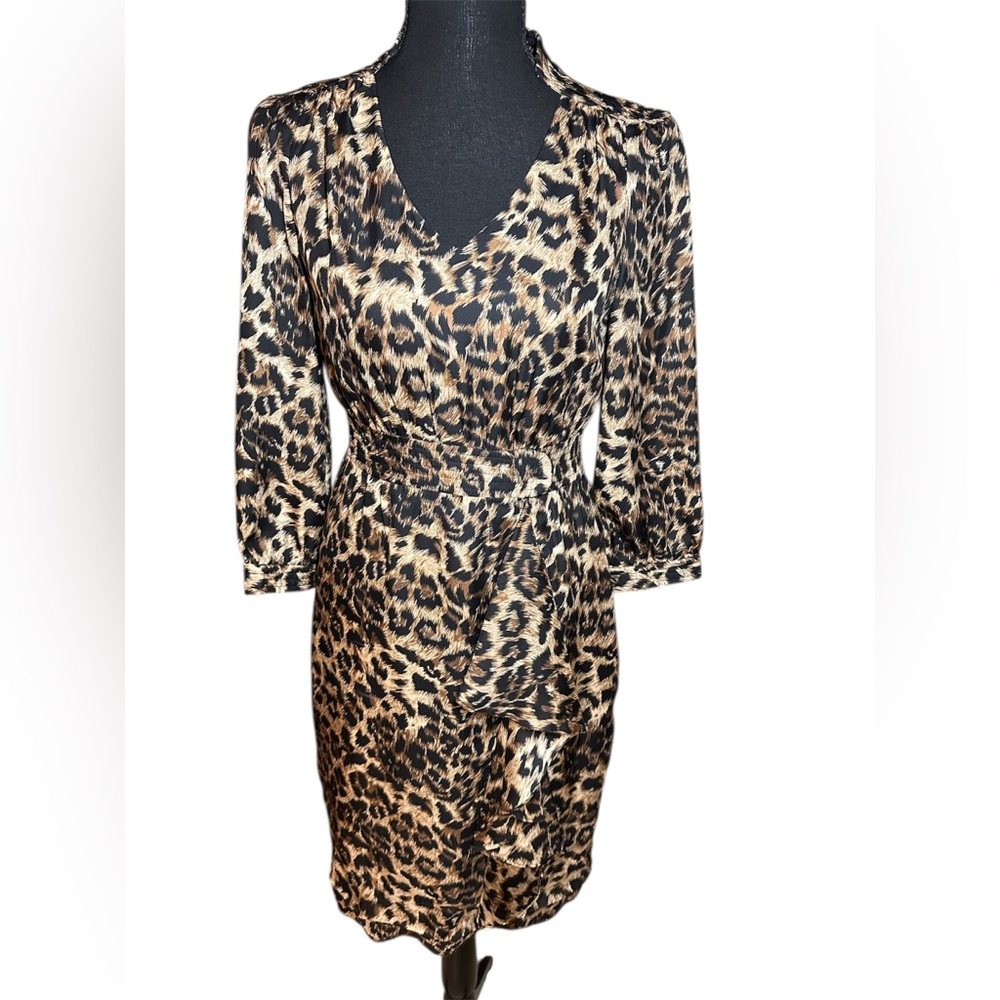 ANTONIO MELANI Animal Print Long Sleeve Dress